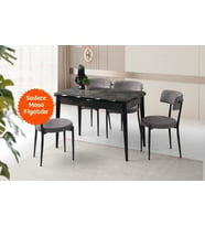 Ortadan Açılır Büyüyen Yemek Masası Siyah Mermer Desenli 70x110cm SADECE MASA FİYATIDIR (Siyah-Mermer)