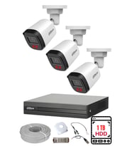 DAHUA 3 Kameralı Gece Görüşlü Su Geçirmez FULL HD Güvenlik Kamerası Seti 1TB