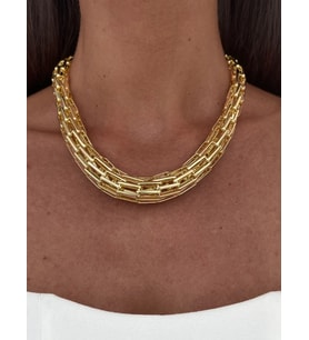 Özel Seri Kalın Geometrik Desen Gold Kolye