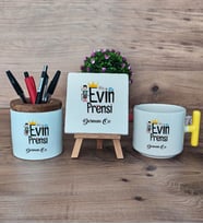 Evin Prensi Hediye Sepeti Kupa Bardak T Kulplu, Kalemlik ve Dekoratif Taş Erkek Kardeşe Abiye Çocuğa Doğum Günü Hediyesi (Model 5)