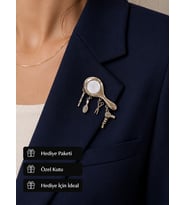 Kuaför Temalı Aynalı Kadın Broşu Zarif Tasarım Şık Hediye Aksesuarı