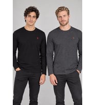 Dewberry Erkek Pamuklu Yuvarlak Yaka Sweatshirt 2'li Set Siyah-Antrasit T8588 Casual Stil, Seyahat Gardırobu