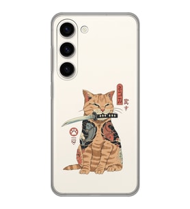 Samsung Galaxy S23 Uyumlu Catana Kedi Tasarımlı Şeffaf Telefon Kılıfı