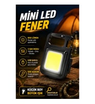 800 Lümen Mini LED Fener – USB Şarjlı 3 Modlu Anahtarlık ve Şişe Açacaklı