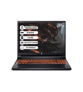 Acer Nitro V16 ANV16-41 AMD R7 8845HS 16GB 1TB SSD RTX4060-8GB Dos 16" WUXGA 165Hz Taşınabilir Bilgisayar NH.QRUEY.005