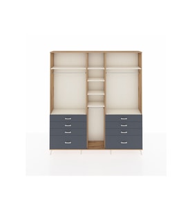 Arges Dolap 8 Raflı 8 Çekmeceli 3 Askılı 220x30x243 Çam-Aytaşı/Antrasit