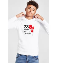 23 Nisan Balon Beyaz Çocuk 3ip Kapşonlu Sweatshirt