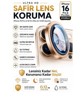 iPhone 16 Pro / 16 Promax Çöl Titanyum Metal Kamera Lens Koruyucu Safir Cam Ultra Net HD