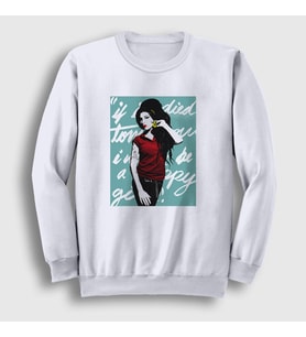 Presmono Unisex Beyaz Icon Amy Winehouse Sweatshirt 152091tt