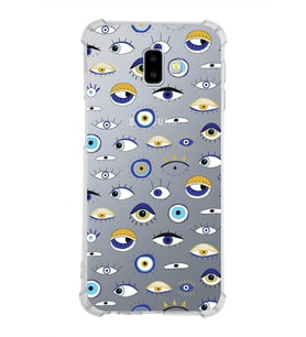 PrintiFy Samsung Galaxy J6+ Plus Uyumlu Nazar Boncuğu 2 Baskılı Şeffaf Köşe Korumalı Antişok Kılıf