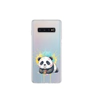 Samsung Galaxy S10 Plus ile Uyumlu Splash Panda Tasarımlı Şeffaf Silikon Kılıf