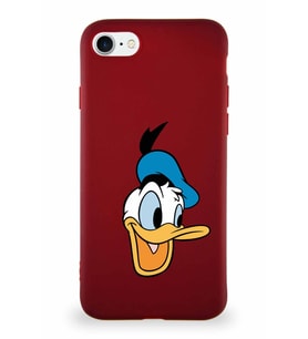 Apple iPhone SE 2022 Soft Premier Kapak Donald Duck-A Tasarımlı Silikon Kılıf - Mürdüm (Şeffaf)