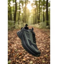 Enoch Erkek Siyah Haki Yeşil Detaylı Yürüyüş Ayakkabısı - Outdoor Tarz Günlük Sneaker