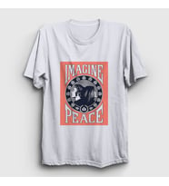 Presmono Unisex Beyaz Peace Beatles John Lennon T-Shirt