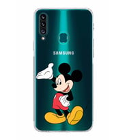 Samsung Galaxy A20s  Kamera Korumalı  Kapak Mickey Mouse Tasarımlı  Şeffaf Kılıf