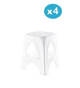 Omnipazar SY-4667 Plastik Hasır Tabure Küçük Boy 4'lü Set