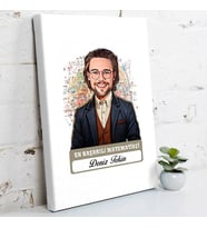 Kişiye Özel Hediye Karikatürlü En Başarılı Erkek Matematikçi Kanvas Tablo