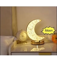 Kristal Elmas Masa Lambası LED Usb Şarj Edilebilir Başucu Dekoratif Masaüstü Gece Lambası (Krem)