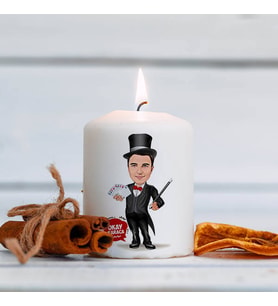 Kişiye Özel Karikatürlü Sihirbaz Erkek Mum