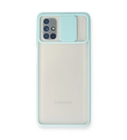 Samsung Galaxy M51 Kılıf Palm Buzlu Kamera Sürgülü Silikon - Turkuaz