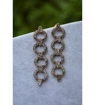STONEAGE Zarif Kadın Küpe Zirkon Taşlı Kaliteli Bronz ve Mücevher (Rose)