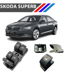 Skoda SuperB Cam Açma Düğme Tuş Butonu Siyah 1 Adet 2015+