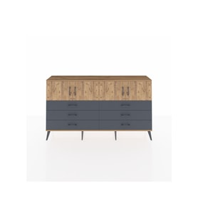 Arges Konsol 2 Raflı 6 Çekmeceli 4 Kapaklı 176x30x99 Çam-Çam/Antrasit
