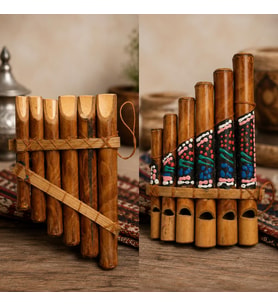 Bambu Pan Flüt 6’lı 15x8 cm Otantik Dekoratif Duvar Süsü El Yapımı Müzik Aleti