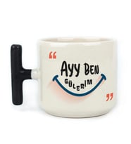 Ayy Benim Gülerim Baskılı Siyah Kulplu T Kupa