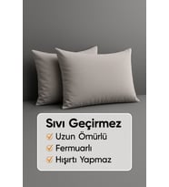 2'li Fermuarlı Sıvı Geçirmez Yastık Alezi Yastık Koruyucu (Bej)