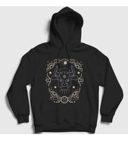 Presmono Unisex Siyah Taurus Zodiac Hediye Boğa Burcu Kapüşonlu Sweatshirt 530017tt