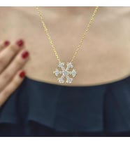 Kartanesi 925 Ayar Gümüş Zirkon Taşlı Gold Kaplama Kolye (Karışık)