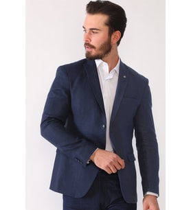 Dewberry Erkek %100 Keten Ceket Lacivert C9051 Katmanlı Kombin, Şehir ve Ofis Stili, Kazak ve Gömlek Kombini