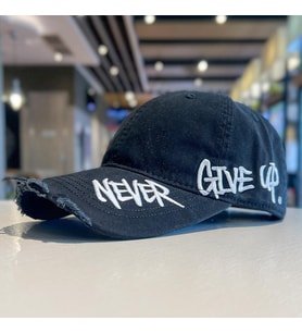 Valkyrie Unisex Siyah Never Give Up Nakışlı Baseball Şapka Ayarlanabilir Vintage Streetwear Spor Kep