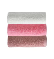 3 lü Düz Renk El Yüz Havlu Seti %100 Pamuklu 50x90 Cm Gül-Pembe-Beyaz