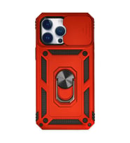 Apple İphone 14 Pro Max Kılıf Pars Lens Yüzüklü Silikon - Kırmızı