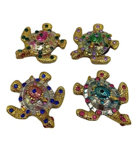 Kaplumbağa Magnet Dört Renk Kristal Taşlı Dörtlü Set (Karışık)