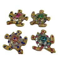 Kaplumbağa Magnet Dört Renk Kristal Taşlı Dörtlü Set (Karışık)