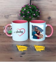 Sevgiliye Hediye Kupa Bardak Pembe Fotoğraflı Sevgililer Günü Hediyesi