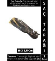 Kompakt Çanta Boy Saç Kırılması Elektriklenme Azaltan Doğal Kemik Tavuskuşu Saç Tarağı 18 X 5.5 Cm