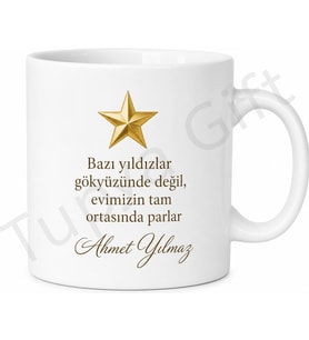 Yıldız Baba Yazılı Özel Tasarım Kupa Bardak Babalar Günü Hediyesi