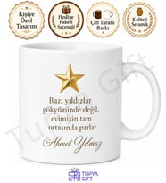Yıldız Baba Yazılı Özel Tasarım Kupa Bardak Babalar Günü Hediyesi