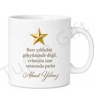 Yıldız Baba Yazılı Özel Tasarım Kupa Bardak Babalar Günü Hediyesi