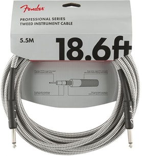 Fender 0990820069 Professional Enstrüman Kablosu (5.5m - Beyaz Tweed) 5.5 Metre Uzun Mesafe Bağlantı ve Yüksek Sinyal Kalitesi