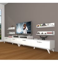 Decoraktiv Ekoflex 360R Slm Retro Tv Ünitesi Tv Sehpası - Parlak Beyaz