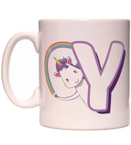 Y Harfi Unicorn Boynuzlu At Tasarım Renkli Harfli Kupa Bardak