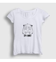 Presmono Kadın Beyaz Anya Smug Face Anime Spy X Family T-Shirt 317032tt