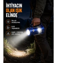 USB Şarjlı Çok Fonksiyonlu Kamp Feneri – Taşınabilir ve Dayanıklı
