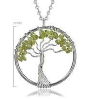 Hayat Ağacı Zebercet Peridot Taşı Doğal Taş Kolye (Çok Renkli)