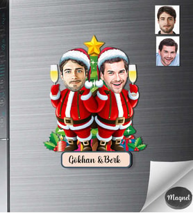 Kişiye Özel Yılbaşı Erkek Arkadaş Ahşap Magnet -1